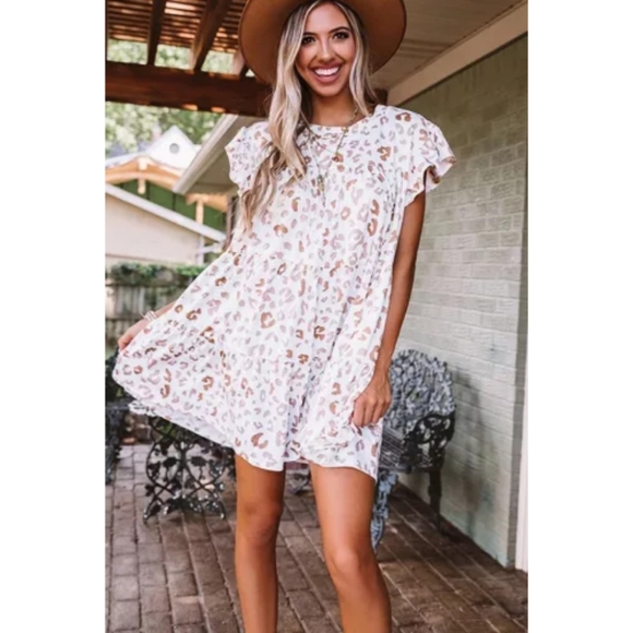 Plus Size ADDISON Leopard Print Mini Dress - Picture 2 of 4